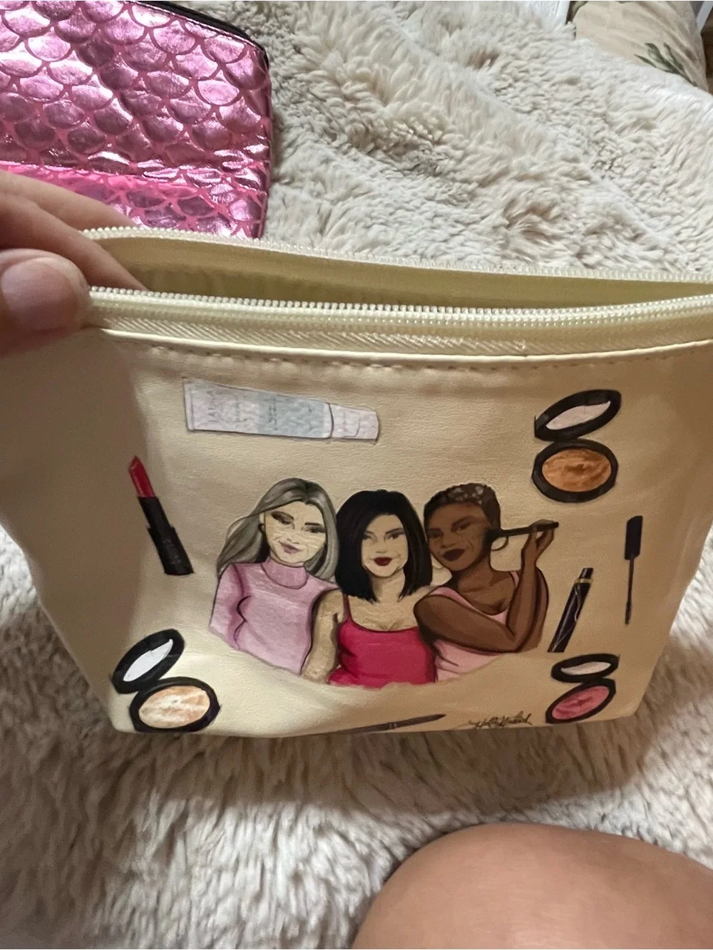 Makeup Bag Trio w/ Groovy Canvas Pouch, mermaid pouch 02-03R